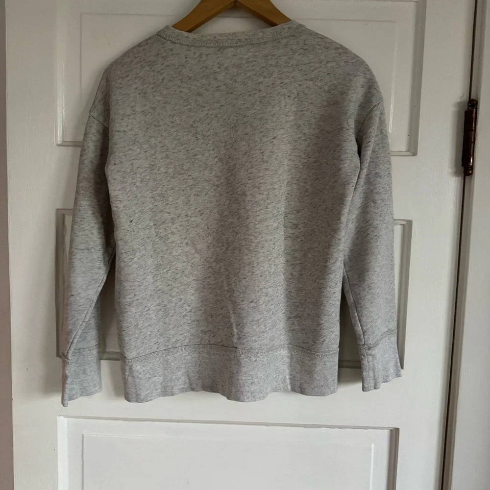 J crew pattern sweatshirt, grey with blue and gold